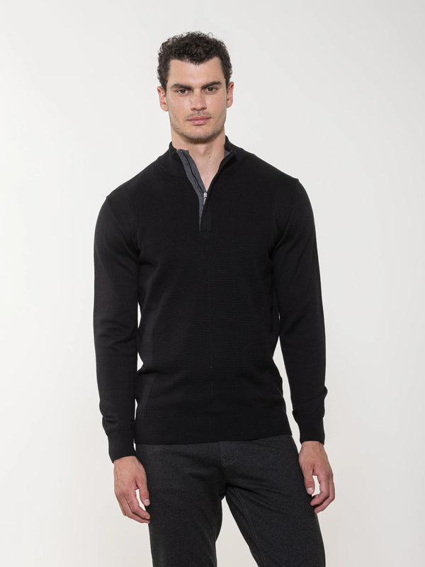 Luchiano Visconti  1/4 Zip Multi Panel Sweater