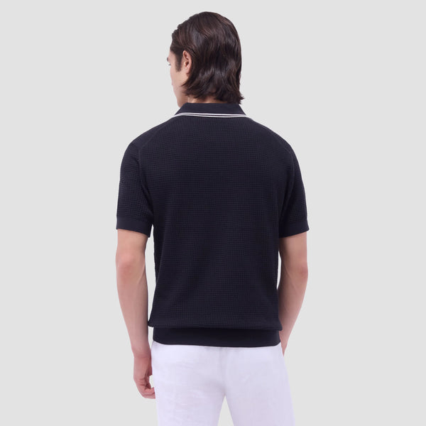 Bugatchi Seed Rib Short Sleeve Johnny Sweater