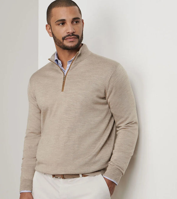 Peter Millar Autumn Crest Suede Trim Quarter-Zip