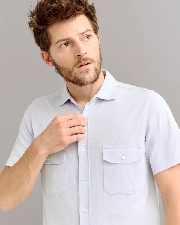 Billy Reid Short Sleeve Hemp Cotton Knit Shirt