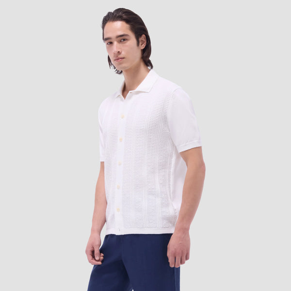 Bugatchi Textured Chevron Short Sleeve Knit Shirt