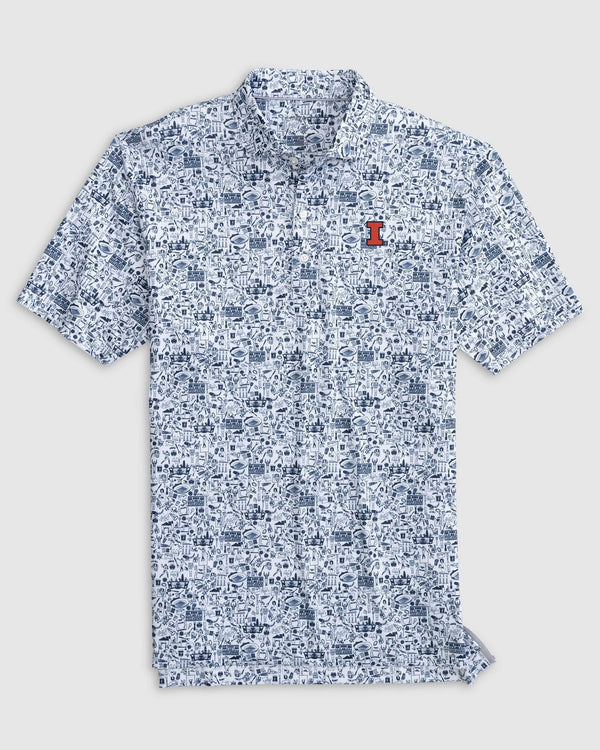 Johnnie-O Illinois Tailgater 2.0 Printed Jersey Performance Polo