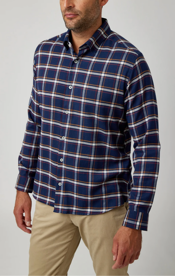 Stone Rose Navy Tricolor Plaid Drytouch Shirt