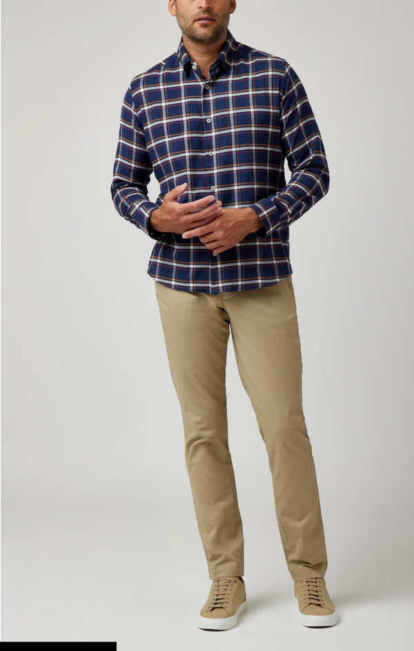 Stone Rose Navy Tricolor Plaid Drytouch Shirt