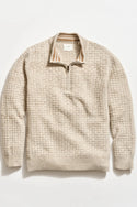 Billy Reid Basketweave Half Zip Sweater in Oatmeal Melange