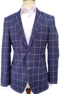 S.Cohen Navy Chalk Windowpane Sport Coat